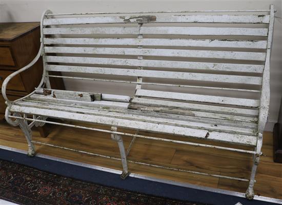 A Victorian cast iron bench, W.164cm